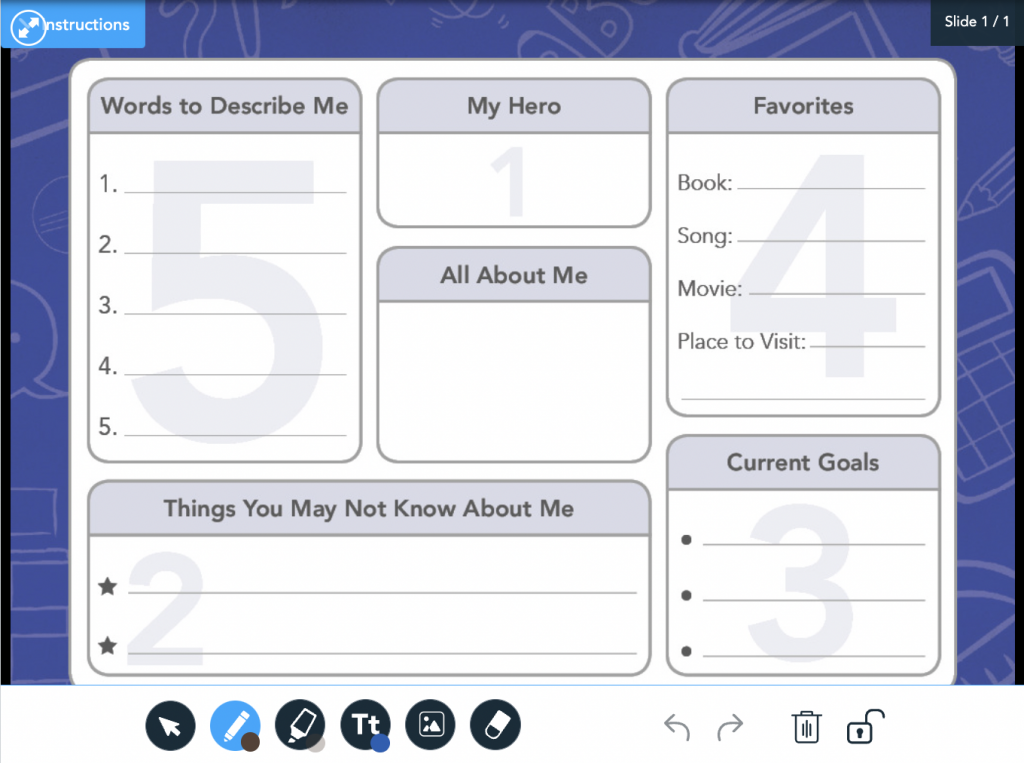 Nearpod back to school activity Draw It template