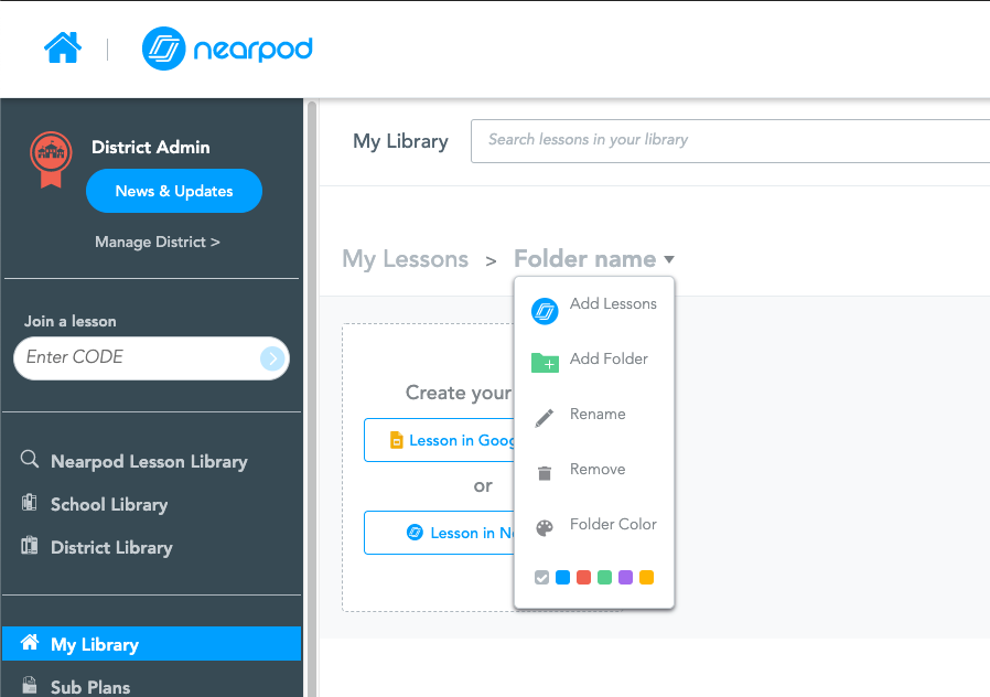 Organize Nearpod folders