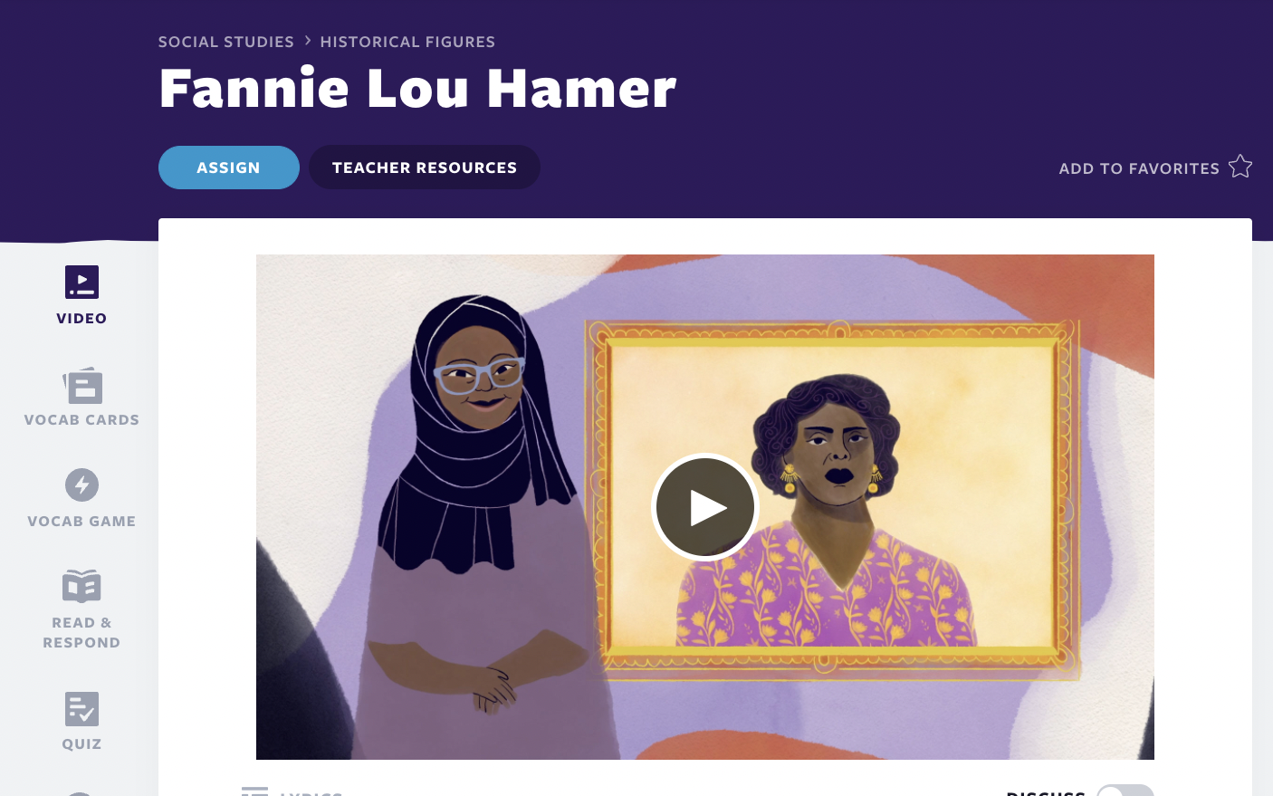 Fanni Lou Hamer lesson