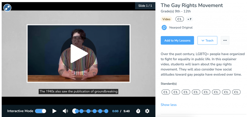 The Gay Rights Movement Nearpod Original