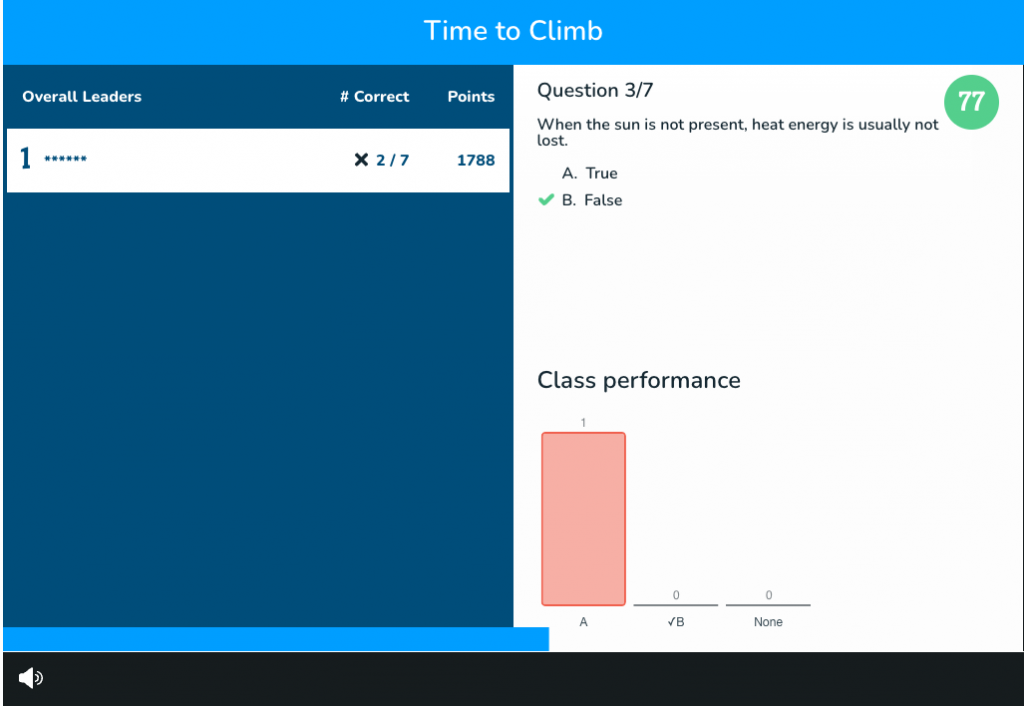 Time to Climb assessment for real-time insight for teachers